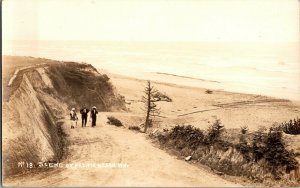 RPPC Group Walking on Road Overlooking Pacific Beach, WA Vintage Postcard H71