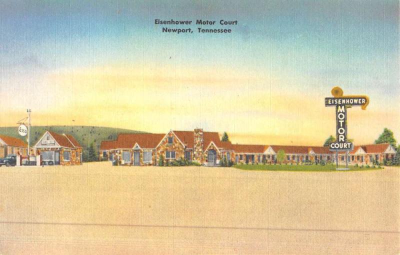 Newport Tennessee Eisenhower Motor Court Street View Antique Postcard K47937