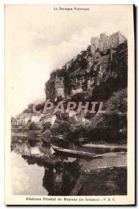 Old Postcard The Dordogne Picturesque Feodal Chateau Beynac in Sarlat