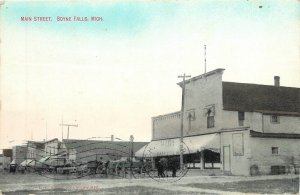 Postcard 1910 Michigan Boyne Falls Main Street Kropp 23-13639
