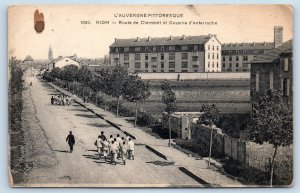 Riom Puy-De-Dome France Postcard Clermont Road and Anterroche Barracks 1918
