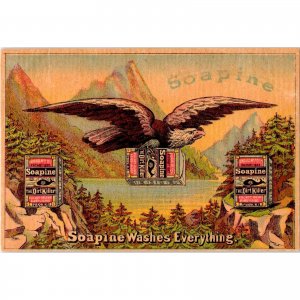 SOAPINE - Soap - Kendall Mfg Co - Flying Bald Eagle - Victorian Trade Card