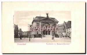 Postcard Old Kunsthalle Dusseldorf Bismarck mit Denkmal