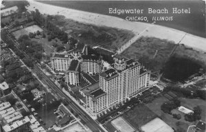 Illinois Chicago Edgewater Beach Hotel aerial View RPPC Postcard 22-6134