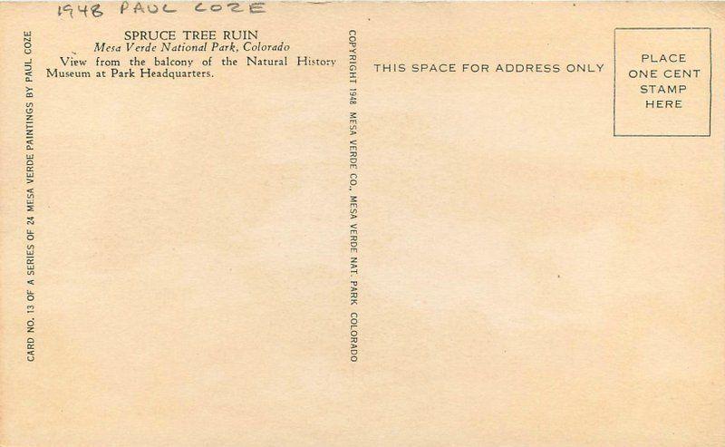 Coze 1948 Spruce Tree Ruins Mesa Verde National Park Postcard 13496