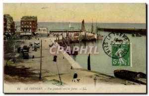 Old Postcard Treport General view to the piers