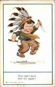 Twelvetrees Wild White Child Playing American Indian Vintage Postcard