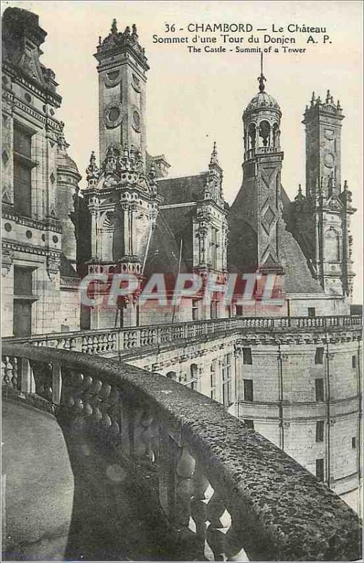Old Postcard Chateau Chambord the summit of a Dungeon Tour