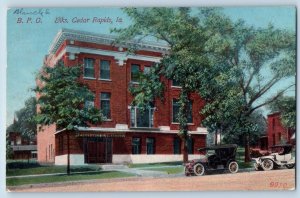 Cedar Rapids Iowa IA Postcard B. P. O. Elks Building Exterior 1916 Antique Trees