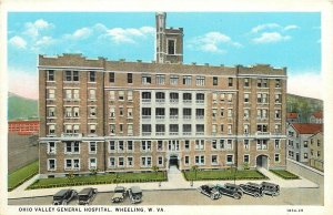 Postcard 1920s West Virginia Wheeling Ohio Valley autos Hospital WV24-1820