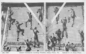 Seabee Commando Landing Practice, Camp Peary, VA., WWII Postcard, Used in 1944