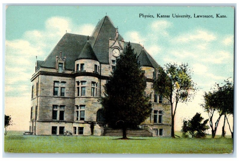 c1910's Physics Kansas University Building Lawrence Kansas KS Antique Postcard