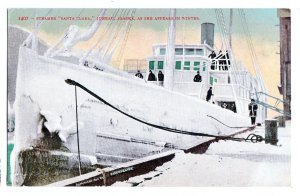 P2895 old postcard ship steamer santa clara juneau alaska winter ice, unused