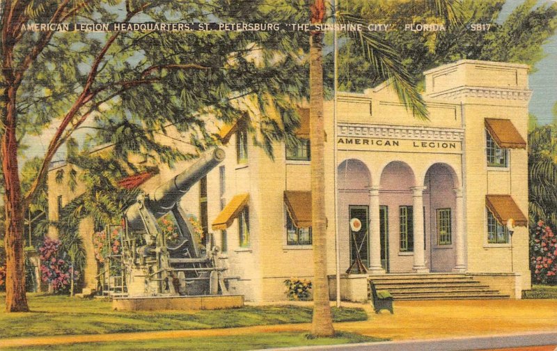 ST PETERSBURG, FL Florida   AMERICAN LEGION HEADQUARTERS  1942 Linen Postcard