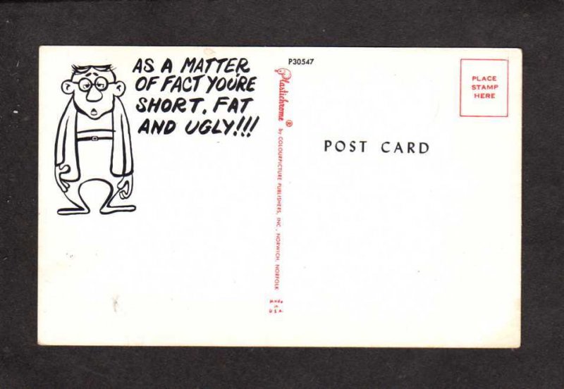 Your Not Tall Dark and Handsome Humor Comic Postcard