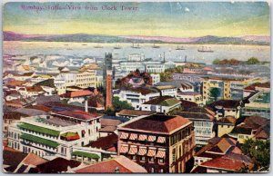 VINTAGE POSTCARD VIEW OF THE BOMBAY HARBOUR FROM THE CLOCK TOWER POSTED 1919