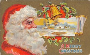 G3/ Santa Claus Christmas Postcard c1910 Bells Church Snow 8