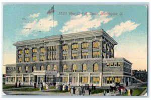 c1910 New C. & A. Depot Building Bloomington Illinois IL Antique Posted Postcard