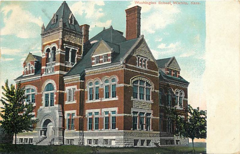 KS, Wichita, Kansas, Washington School Building, South-West News No B14757