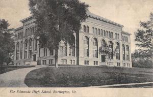 Burlington Vermont Edmunds High School Street View Antique Postcard K58229