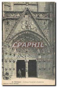 Old Postcard Quimper large portal to the Cathedral