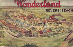 AMUSEMENT PARK, Revere Beach MA Pre-1907 Wonderland, Aerial View Roller Coaster