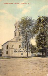 Jamaica New York Presbyterian Church Street View Antique Postcard K50528