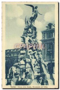 Old Postcard Italy Italia Torino Plaza dello statuto Monumento del Frejus