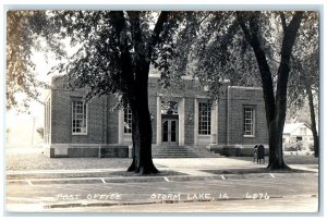 c1950's Post Office Building Scene Street Storm Lake Iowa IA RPPC Photo Postcard