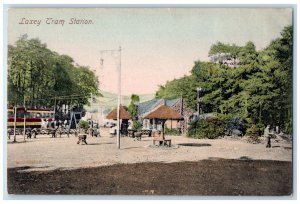 c1910 Train Locomotive Waiting Area Laxey Tram Station Isle of Man Postcard