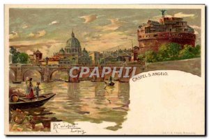 Old Postcard Italy Illustrator Roma Castel S Angelo