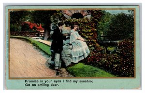 Romance Couple In Your Eyes I Find My Sunshine Gilt 1908 DB Postcard U8