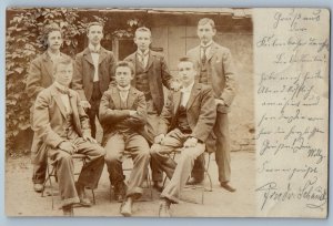 Frankfurt Germany Postcard Boys Wearing Coat and Tie Batch Photo 1900 RPPC Photo