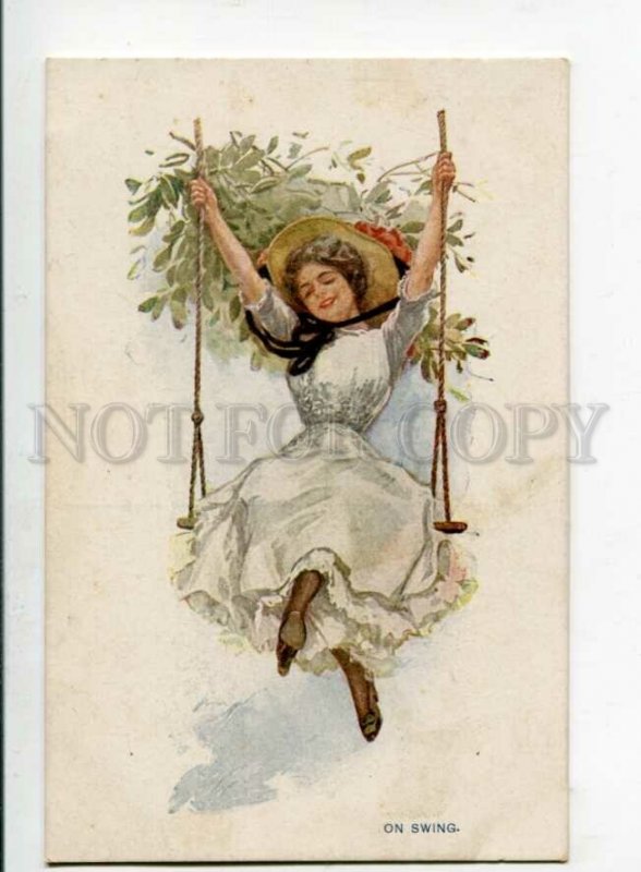 3120168 Lady on Swing by Harrison FISHER vintage FINNISH RARE