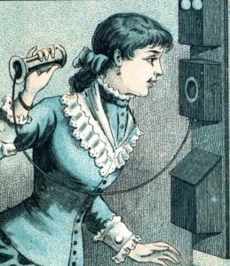 1881 Atlanta Expo. U.S. Map Lady On Telephone Willimantic Spool Cotton F118