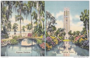 ADV: Cypress Gardens, Singing Tower, Map on the Back, FLORIDA, 30-40's