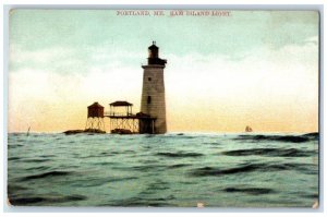 Portland Maine ME Postcard Ram Island Light Lighthouse c1910's Unposted Antique