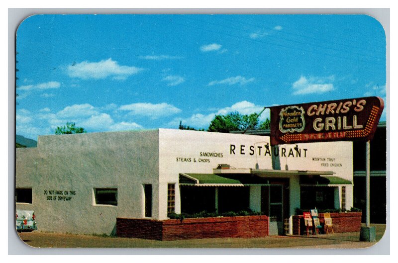 c1960 Postcard CO Chris's Grill Colorado Springs Colorado Meadow Gold Products 