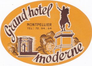 France Montpellier Grand Hotel Moderne Vintage Luggage Label sk3367