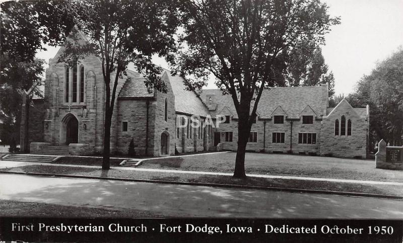 C51/ Fort Dodge Iowa Ia Real Photo RPPC Postcard 1950 First Presbyterian Church