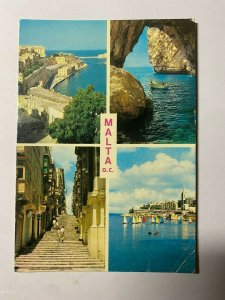 POSTED 1984  PICTURE MULTI VIEW POSTCARD - MALTA BLUE GROTTO VALLETTA  (KK1306) 