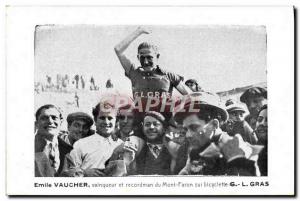 Postcard Old Bike Cycle Cycling Emile Vaucher winner and record holder Mont F...