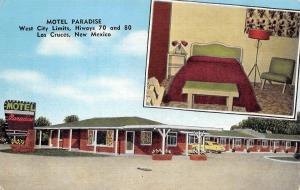 LAS CRUCES, NM  New Mexico  MOTEL PARADISE Multi View ROADSIDE  c1940's Postcard