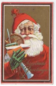 Santa Large Image Tennis Racquet Christmas postcard