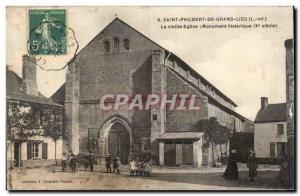 Postcard Old Saint Philbert de Grand Lieu old church