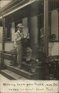 Work Labor Postal Mail Carrier in Action Dayton OH Cancel 1910 RPPC xst