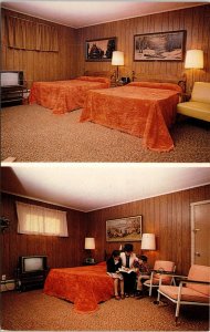 Rocks Motel & Diner Fort Kent Maine Multi View Bedrooms Chrome Postcard 