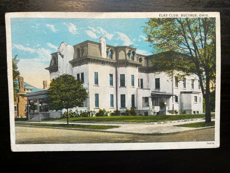 Vintage Postcard 1927 Elks Club Building.Bucyrus Ohio United States
