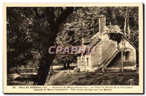 Old Postcard Park of Versailles Marie Antoinette Le Hameau de stone bridge an...