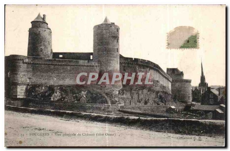 Old Postcard Fougeres General view of the Chateau